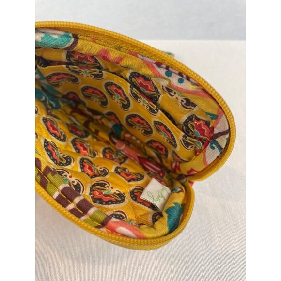 Vera Bradley Wristlet Wallet Small Floral Print Yellow Quilted Cotton Fabric - Picture 8 of 10
